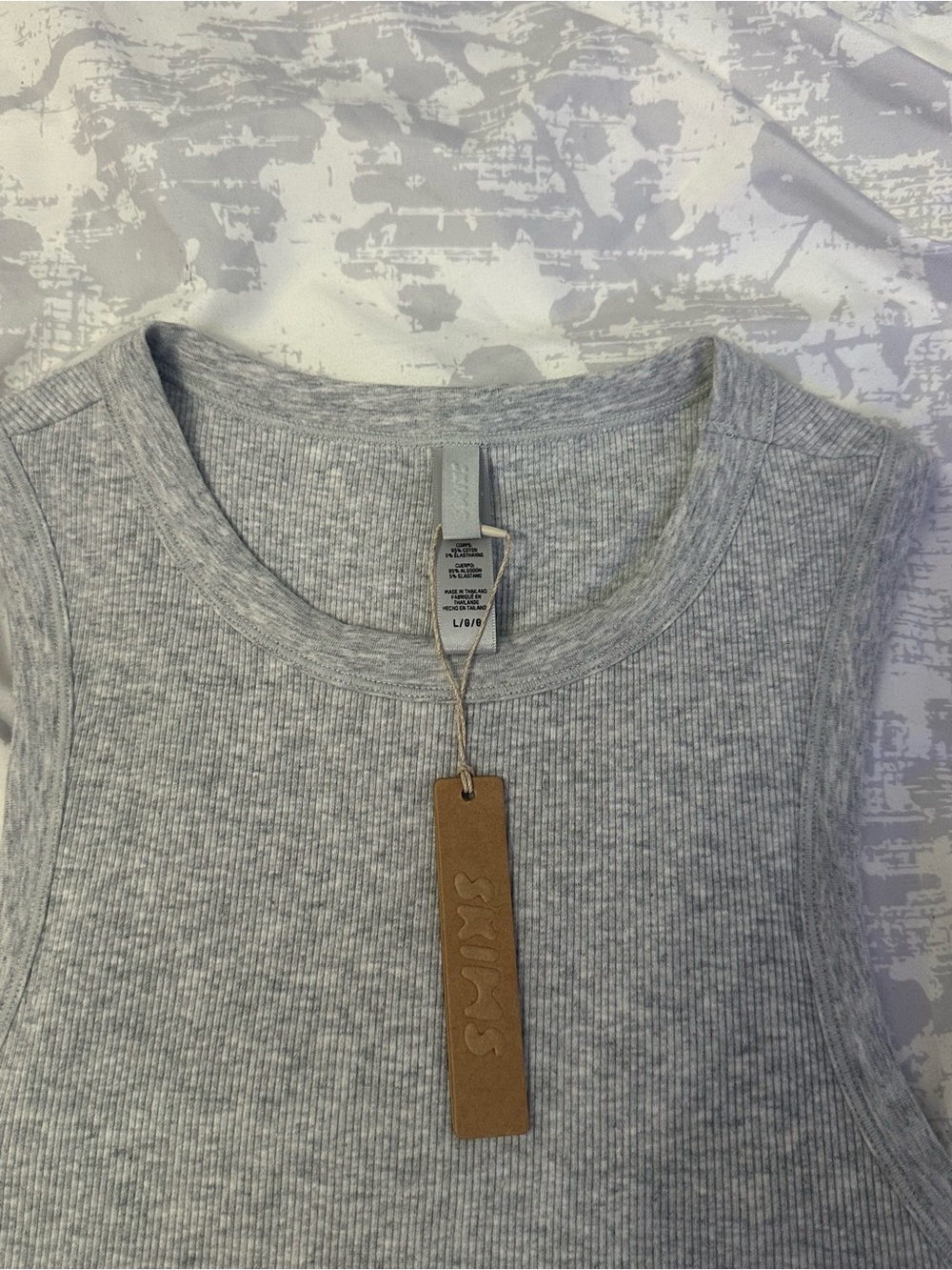 SKIMS Light Heather Gray Ribbed Tank Top